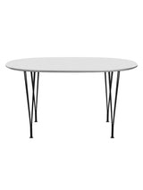 Piet Hein B611 Superellipse Matbord, 135 x 90 cm från Fritz Hansen - Vit laminat m. alukant - Svart stel - Jacobsen Plus