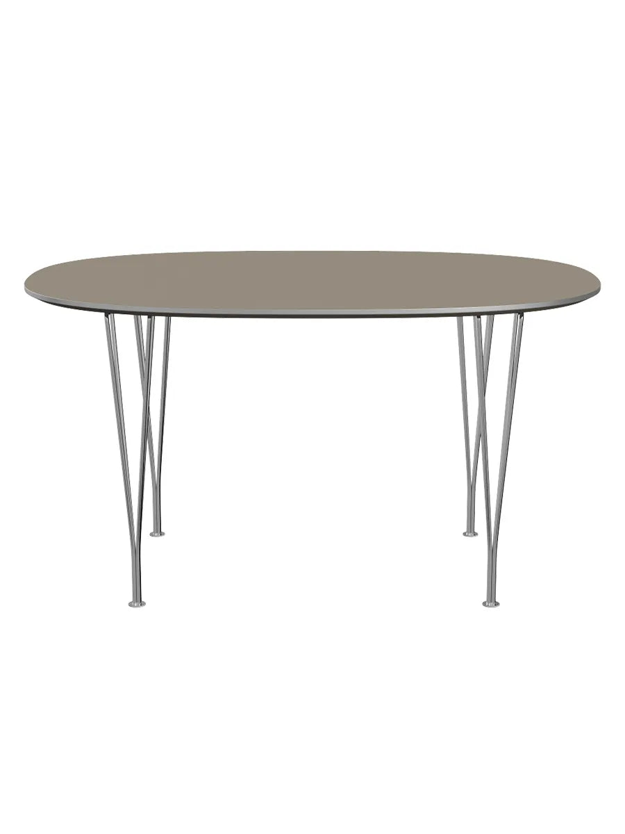 Piet Hein B611 Superellipse Matbord, 135 x 90 cm från Fritz Hansen - Brown Ottawa m. alukant - Krom stel - Jacobsen Plus