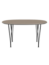 Piet Hein B611 Superellipse Matbord, 135 x 90 cm från Fritz Hansen - Brown Ottawa m. alukant - Svart stel - Jacobsen Plus
