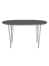 Piet Hein B611 Superellipse Matbord, 135 x 90 cm från Fritz Hansen - Grey Bromo m. alukant - Krom stel - Jacobsen Plus
