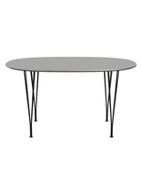 Piet Hein B611 Superellipse Matbord, 135 x 90 cm från Fritz Hansen - Grey Efeso m. alukant - Svart stel - Jacobsen Plus