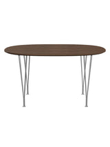 Piet Hein B611 Superellipse Matbord, 135 x 90 cm från Fritz Hansen - Valnöt finér m. finérkant - Krom stel - Jacobsen Plus