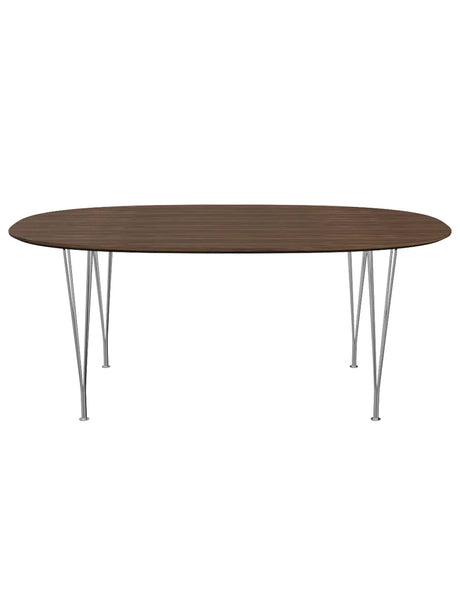 Piet Hein B613 Superellipse matbord, 180 x 120 cm från Fritz Hansen - Vit laminat m. alukant - Krom stel - Jacobsen Plus