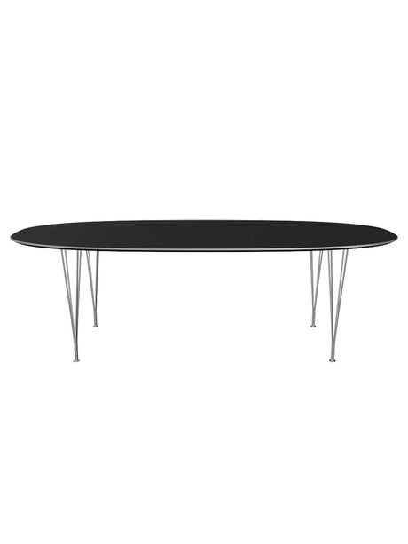 Piet Hein B614 Superellipse matbord, 240 x 120 cm från Fritz Hansen - Vit laminat m. alukant - Krom stel - Jacobsen Plus