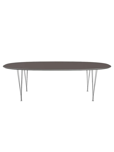 Piet Hein B614 Superellipse matbord, 240 x 120 cm från Fritz Hansen - Vit laminat m. alukant - Krom stel - Jacobsen Plus