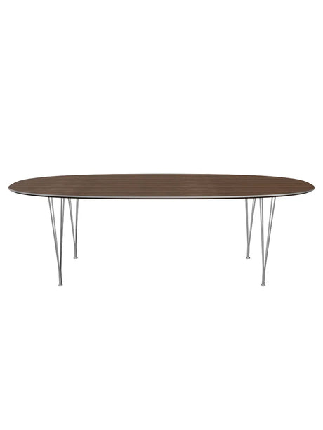 Piet Hein B614 Superellipse matbord, 240 x 120 cm från Fritz Hansen - Vit laminat m. alukant - Krom stel - Jacobsen Plus