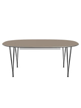 Piet Hein B619 Superellipse utdragbart bord, 180/300 x 120 cm från Fritz Hansen - Brown Ottawa m. alukant - Svart stel - Jacobsen Plus
