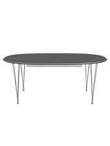 Piet Hein B619 Superellipse utdragbart bord, 180/300 x 120 cm från Fritz Hansen - Grey Bromo m. alukant - Krom stel - Jacobsen Plus