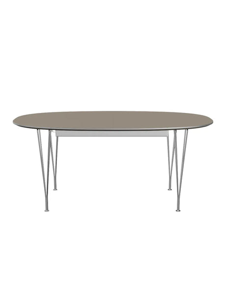 Piet Hein B620 Superellipse utdragbart bord, 170/270 x 100 cm från Fritz Hansen - Vit laminat m. alukant - Krom stel - Jacobsen Plus