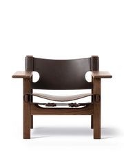 The Spanish Chair i mörkbrunt läder, valnötsolja av Børge Mogensen