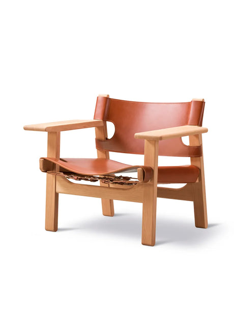 The Spanish Chair i cognacsläder, ljusoljad ek av Børge Mogensen - 2 - Jacobsen Plus