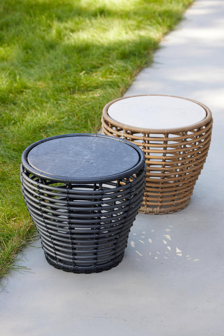 Basket Soffbord från Cane-line - Lille - H45 x Ø50 cm / Graphite-Fossil Black - Jacobsen Plus