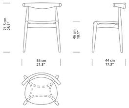 CH20 Elbow Chair i bok av Hans J. Wegner - Stofgruppe 1 / Såpbehandlad - Jacobsen Plus