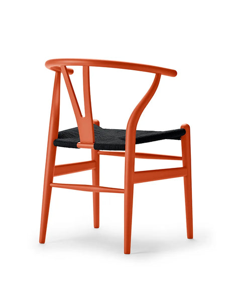Y-stol CH24 Soft Orange Red med svart flätning av Hans J. Wegner - 2 - Jacobsen Plus