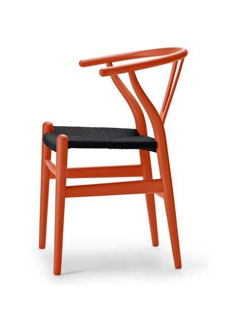 Y-stol CH24 Soft Orange Red med svart flätning av Hans J. Wegner - 3 - Jacobsen Plus