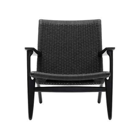 CH25 Loungestol, ek svartmålad med svart flätverk av Hans J. Wegner - Jacobsen Plus