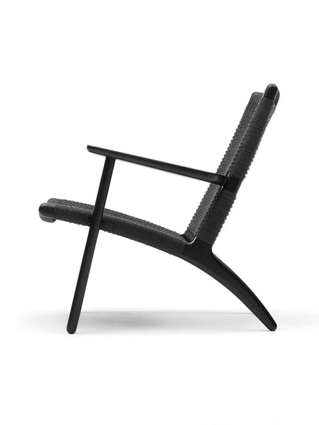 CH25 Loungestol, ek svartmålad med svart flätverk av Hans J. Wegner - 2 - Jacobsen Plus
