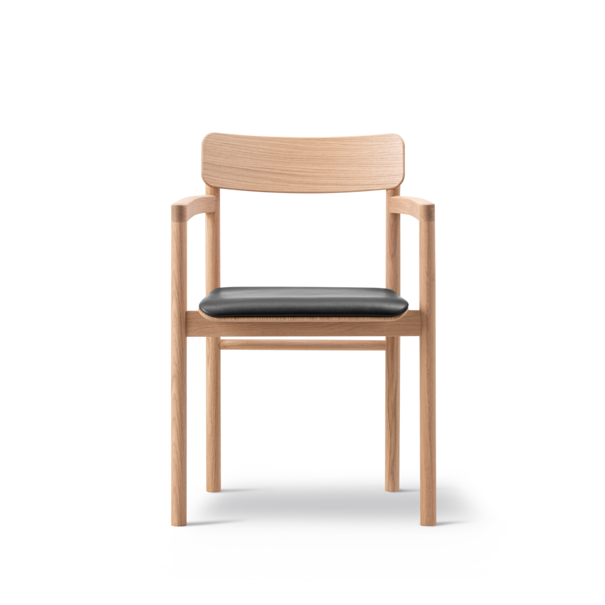 Post Matstol ljusoljad ek, sitsklädd i Max 98 svart läder från Fredericia Furniture - 4 - Jacobsen Plus