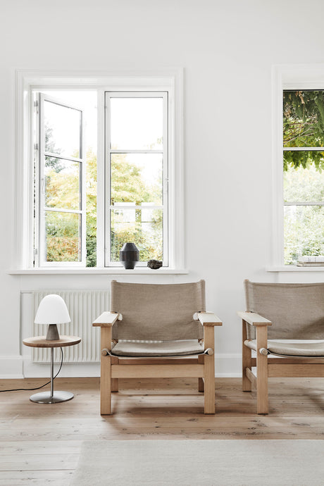 The Canvas Chair, ljus oljad ek naturfärgad canvas av Børge Mogensen - 4 - Jacobsen Plus