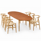 Hans J. Wegner matbordsset, 1 x Special Edition CH338 matbord i Teak/Ek-mix, 6 x Y-stolar CH24 i oljad ek från Carl Hansen & Søn - 1 - Jacobsen Plus