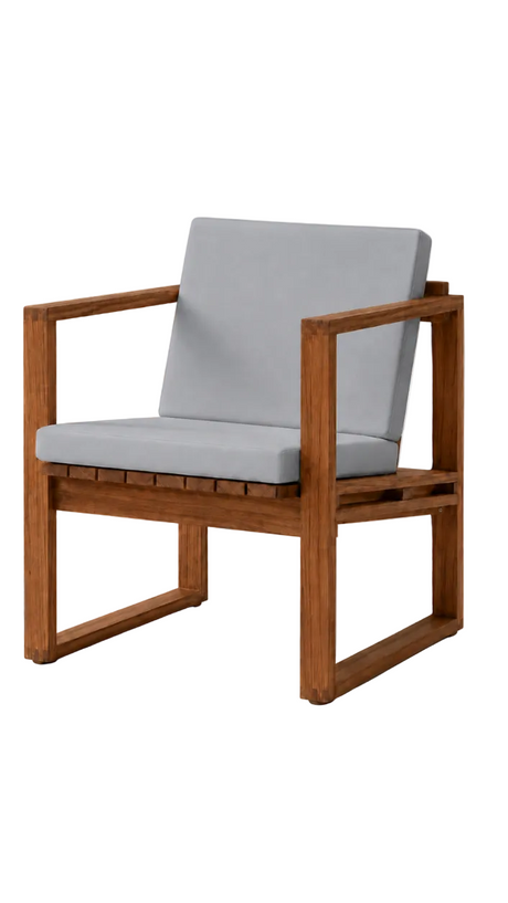 BK11 loungestol för utomhusbruk, oljad Teak inkl. kolgrå dyna från Carl Hansen & Søn - Jacobsen Plus