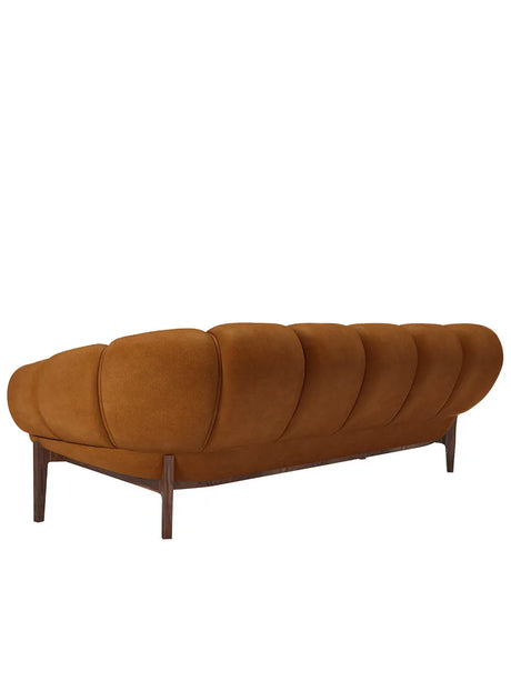 Croissant Soffa 3-sits, läder från GUBI - Prisgruppe 3 / Massiv olieret egetræ - Jacobsen Plus