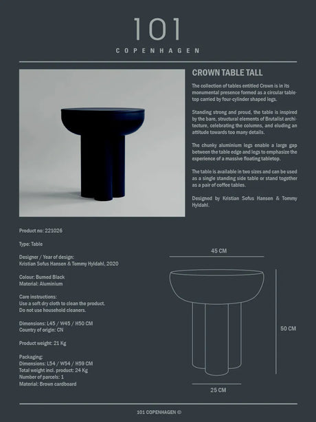 Crown Table, hög från 101 Copenhagen - Burned Black - Jacobsen Plus