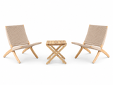 Loungeset för utomhusbruk i teak med 1 BM5868 sidobord och 2 Cuba Outdoor stolar i Sesame från Carl Hansen & Søn - 1 - Jacobsen Plus