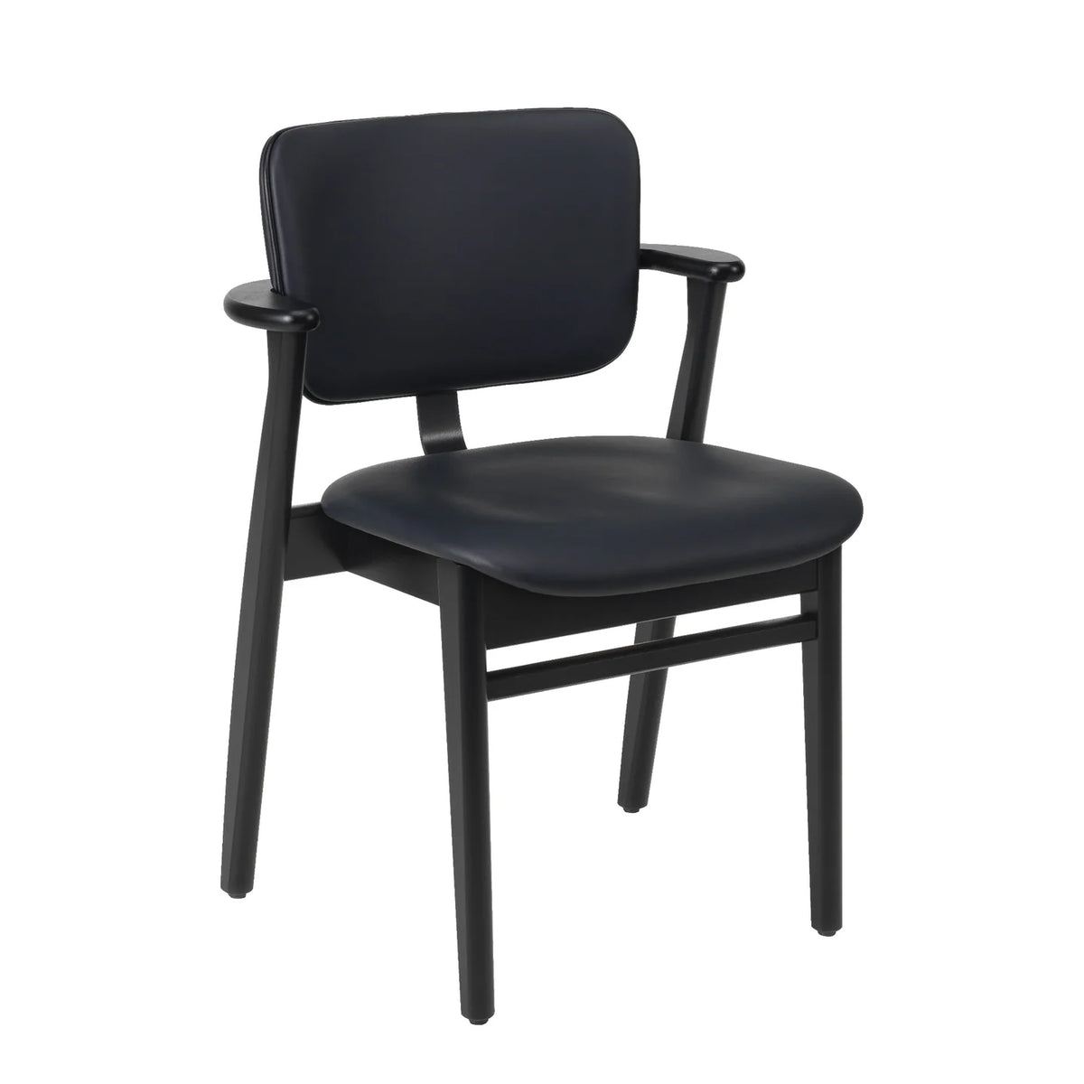 Domus Chair, klädd från Artek - Black stained birch- Leather Spectrum Marine - Prestige Black piping - Jacobsen Plus