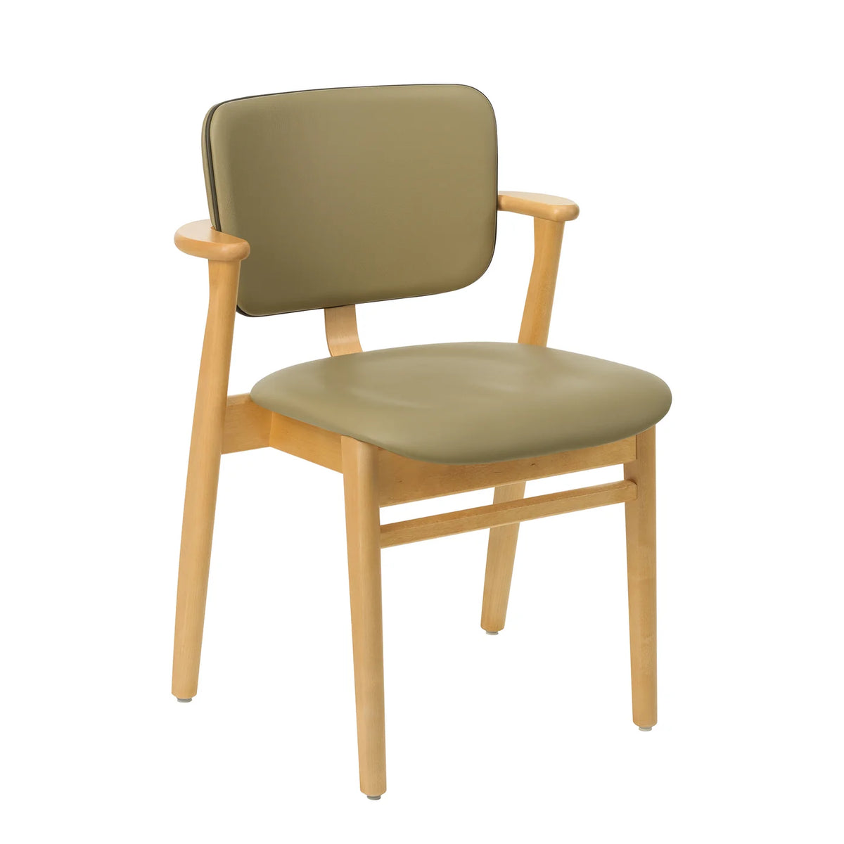 Domus Chair, klädd från Artek - Honey stained birch - Leather Spectrum Leaf - Spectrum Moss piping - Jacobsen Plus