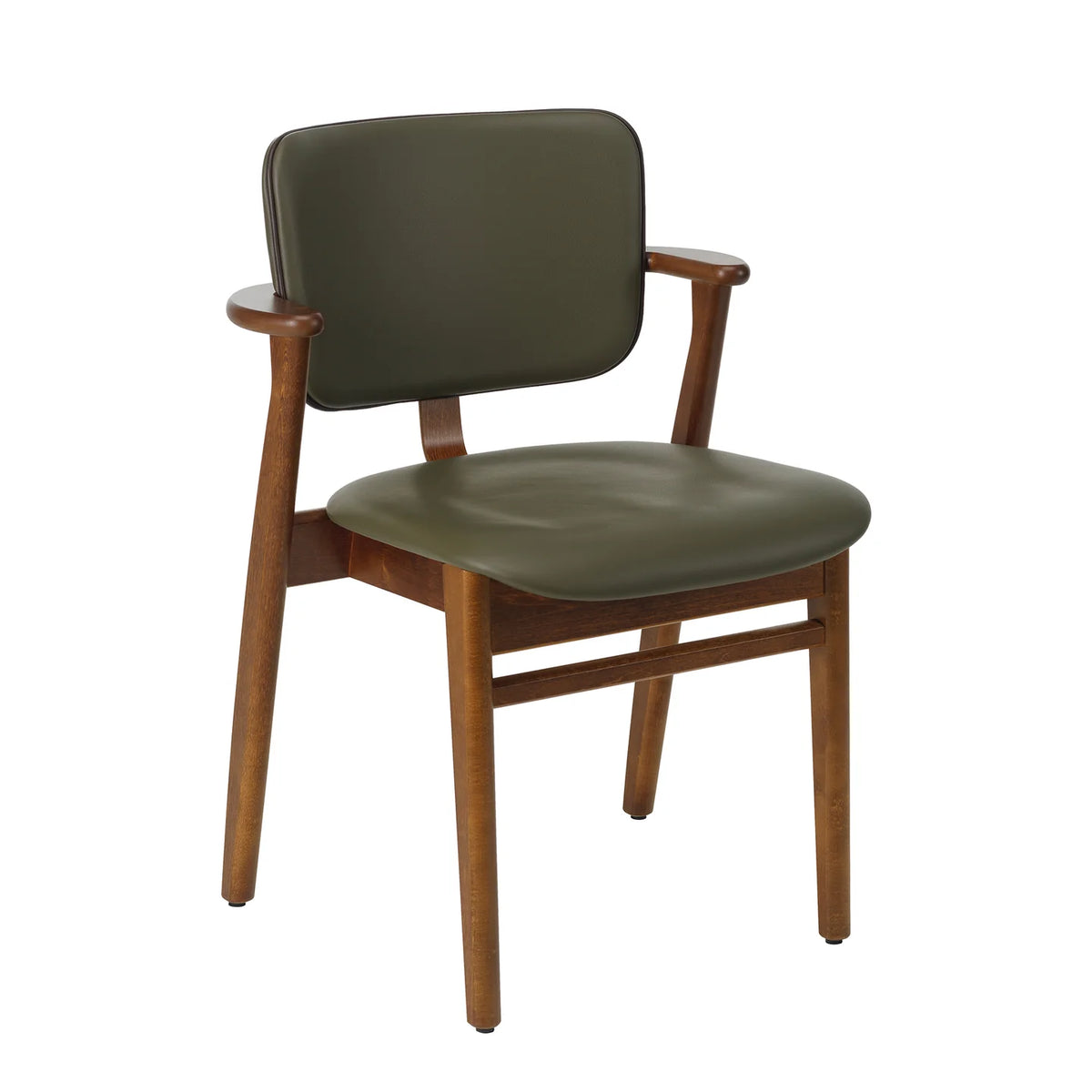 Domus Chair, klädd från Artek - Walnut stained - Leather Spectrum Moss - Prestige Coffee piping - Jacobsen Plus