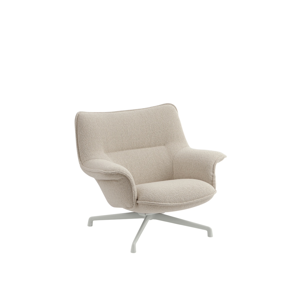 Doze loungefåtölj, låg rygg, Heath-textil, Tube base från Muuto - Swivel Base - Jacobsen Plus