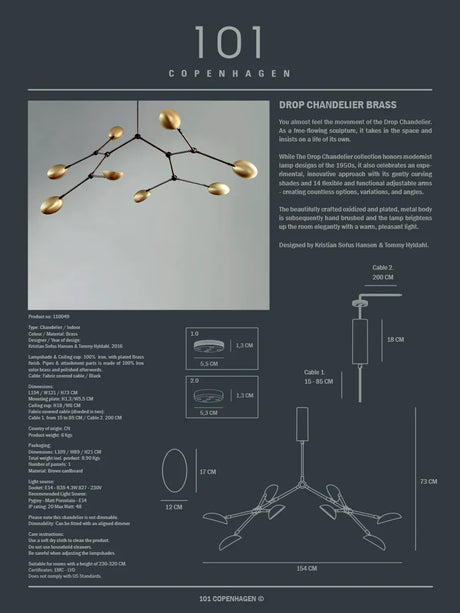 Drop Chandelier, mässing från 101 Copenhagen - 4 - Jacobsen Plus