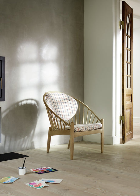 FDB Møbler - J166 Jørna fåtölj av Poul M. Volther - Lackerad eg - Beige (tekstil) - Jacobsen Plus