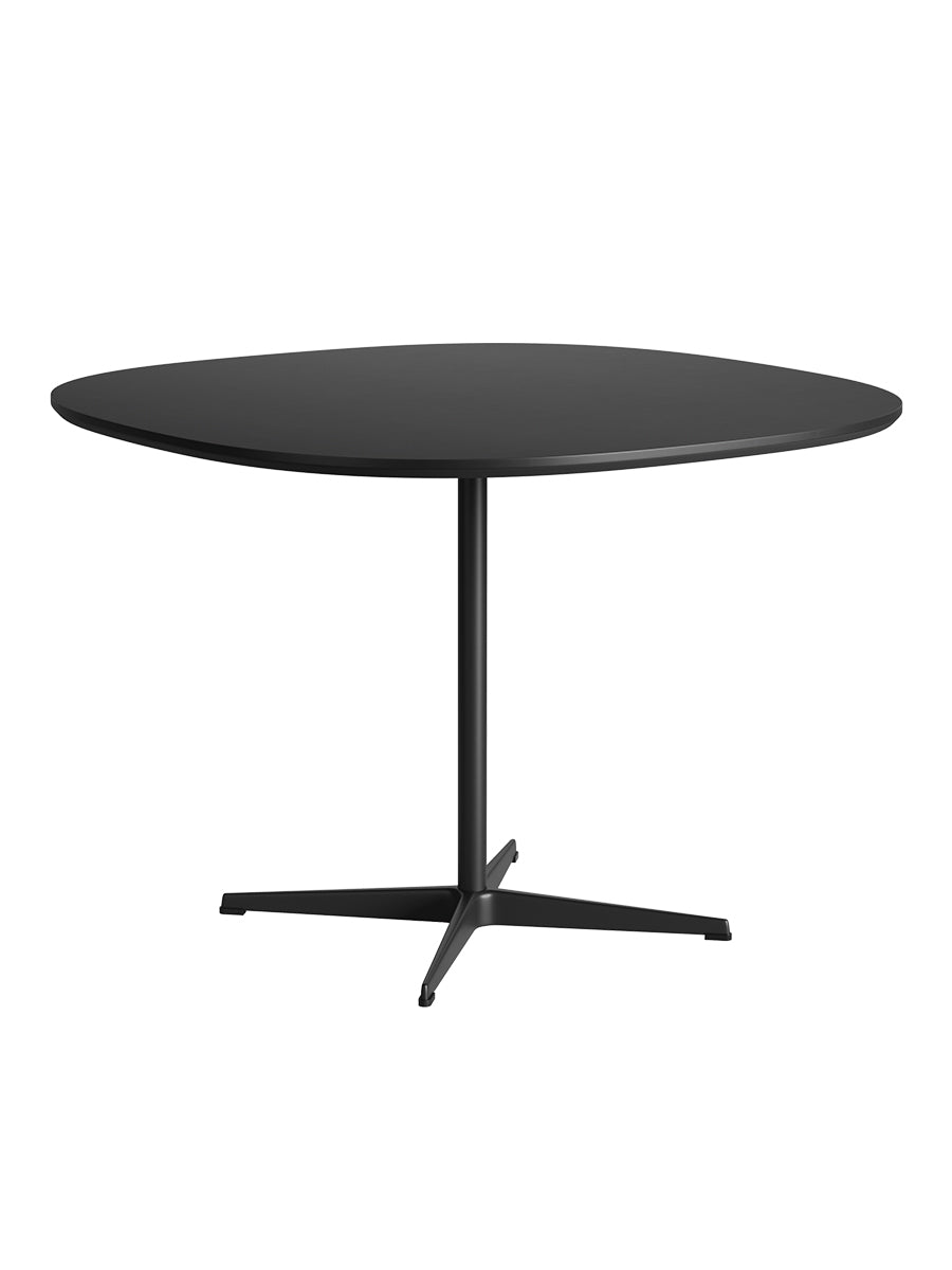 Piet Hein A603 cafébord, 100 x 100 cm från Fritz Hansen - Svart laminat m. svart ABS-kant - Svart stel - Jacobsen Plus