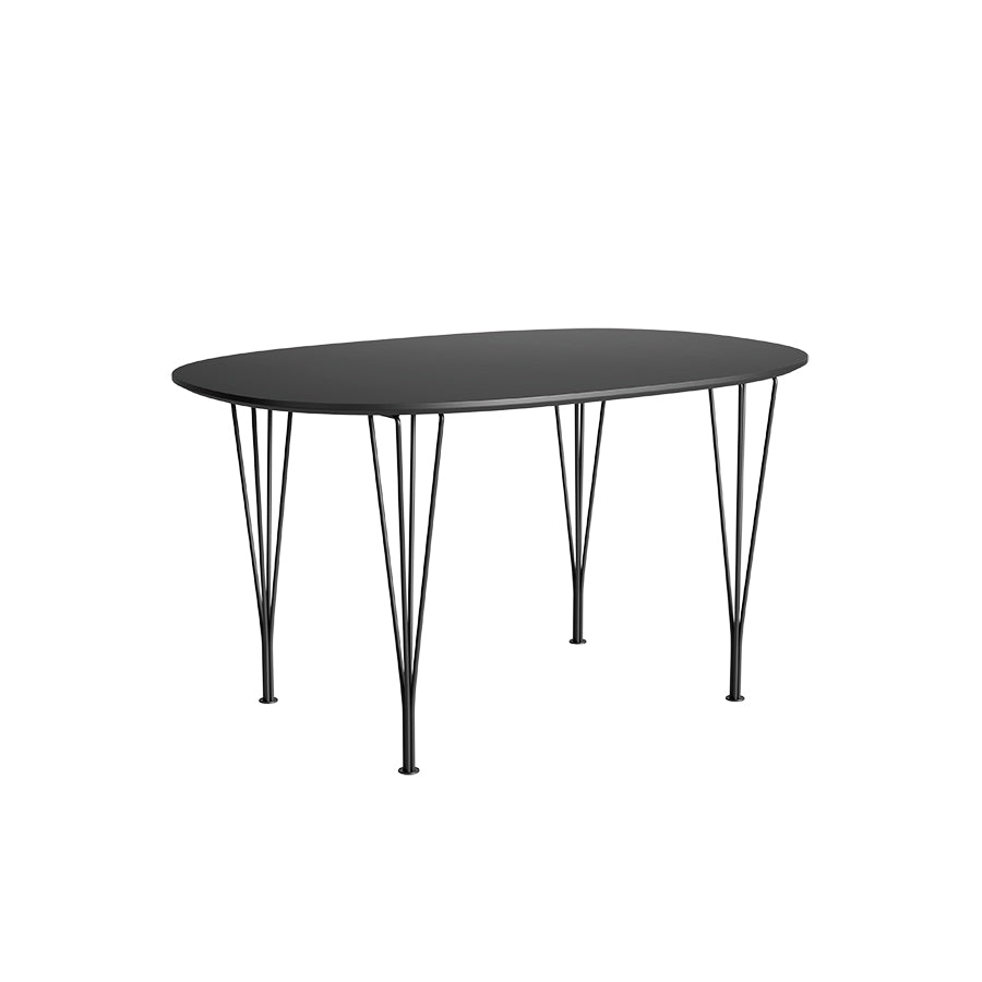 Piet Hein B611 Superellipse Matbord, 135 x 90 cm från Fritz Hansen - Svart laminat m. svart ABS-kant - Svart stel - Jacobsen Plus