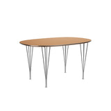 Piet Hein B611 Superellipse Matbord, 135 x 90 cm från Fritz Hansen - Light Amber laminat m. alukant - Krom stel - Jacobsen Plus