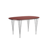 Piet Hein B611 Superellipse Matbord, 135 x 90 cm från Fritz Hansen - Rusty Red laminat m. alukant - Krom stel - Jacobsen Plus