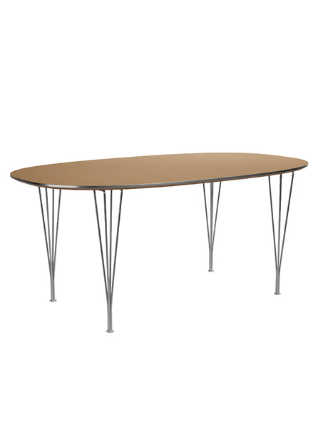 Piet Hein B616 Superellipse matbord, 170 x 100 cm från Fritz Hansen - Vit laminat m. alukant - Krom stel - Jacobsen Plus