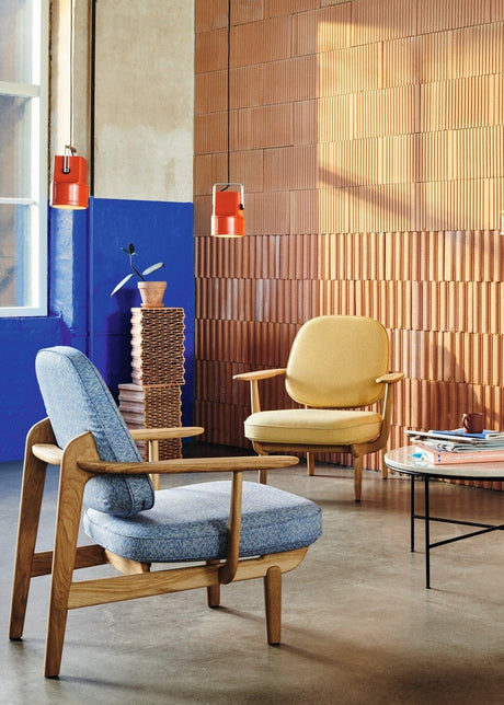 Fred Fåtölj, oljad ek från Fritz Hansen - Christianshavn - 1110 Yellow - Jacobsen Plus