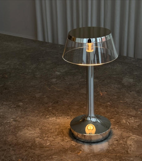 Bon Jour Unplugged – portabel bordlampa från FLOS - Chrome - Jacobsen Plus