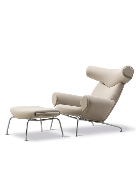 Ox Chair inkl. pall i Vidar 222 med passpoal i Omni 112-läder av Hans J. Wegner - 1 - Jacobsen Plus