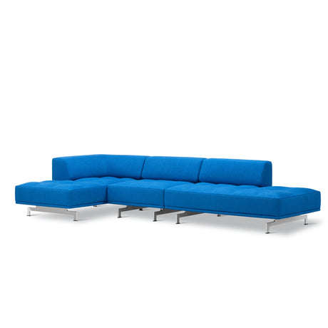 Delphi 450G, 3-sits open end och schäslong från Fredericia Furniture - Keiga 0762 / borstad aluminium - Jacobsen Plus