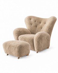 Audo Copenhagen - Den Trötta Mannen inkl. Pall, Sheepskin Honey och ben i ek