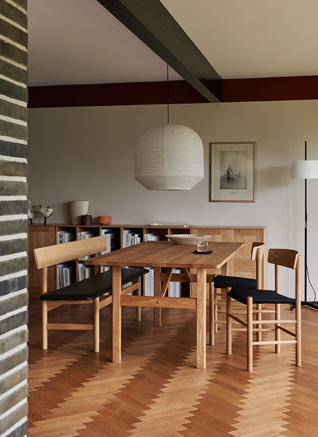 J39 Folkestolen Sitsklädd, Svart Canvas av Børge Mogensen - Såpbehandlad eg - Jacobsen Plus
