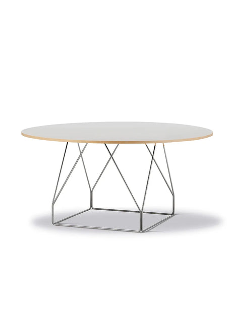 JG Bord Ø140 cm från Fredericia Furniture - Grå linoleum med natur ask kant / Svart stål - Jacobsen Plus
