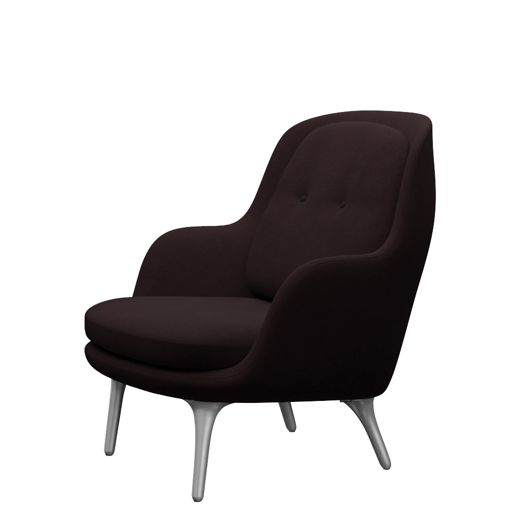 Fri Fåtölj med stativ i aluminium från Fritz Hansen - Christianshavn - 1142 Dark Red Uni - Jacobsen Plus