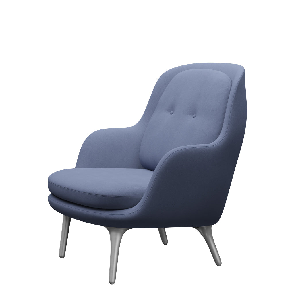Fri Fåtölj med stativ i aluminium från Fritz Hansen - Christianshavn - 1151 Light Blue Uni - Jacobsen Plus