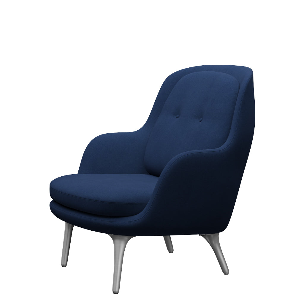 Fri Fåtölj med stativ i aluminium från Fritz Hansen - Christianshavn - 1153 Blue Uni - Jacobsen Plus