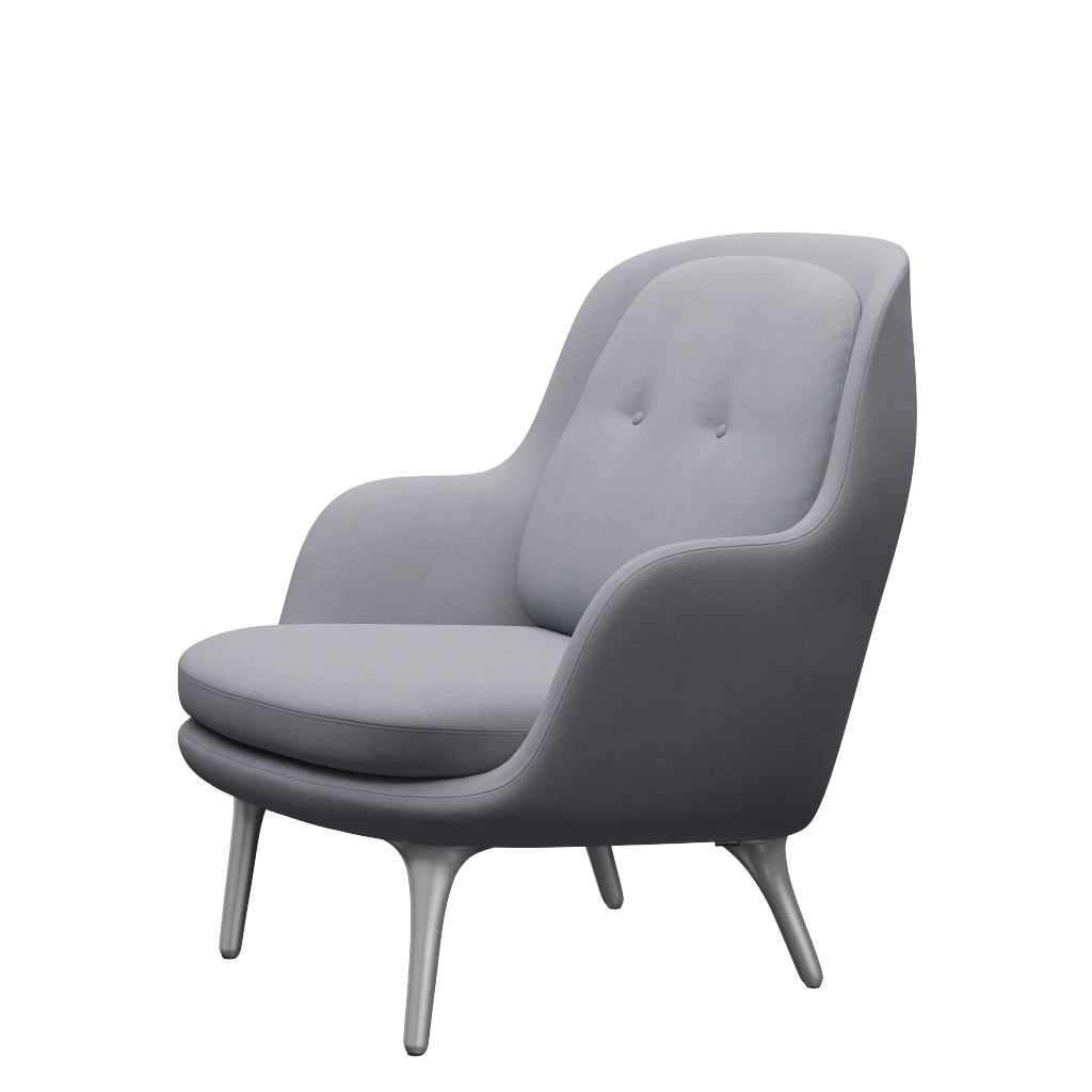 Fri Fåtölj med stativ i aluminium från Fritz Hansen - Christianshavn - 1170 Light Grey Uni - Jacobsen Plus